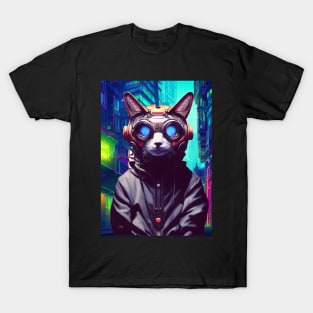 Techno Cat In Japan Neon City T-Shirt